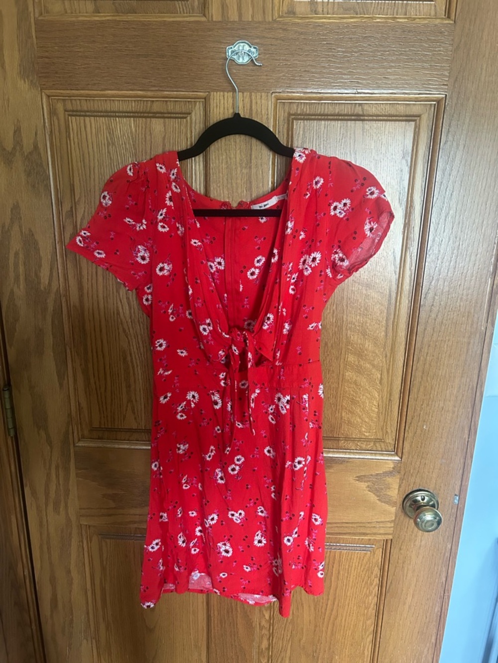 miami Red Floral Tie-Front Mini Dress
